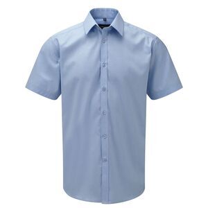 Russell Collection Mens Mini Herringbone Easy-Care Short-Sleeved Formal Shirt /